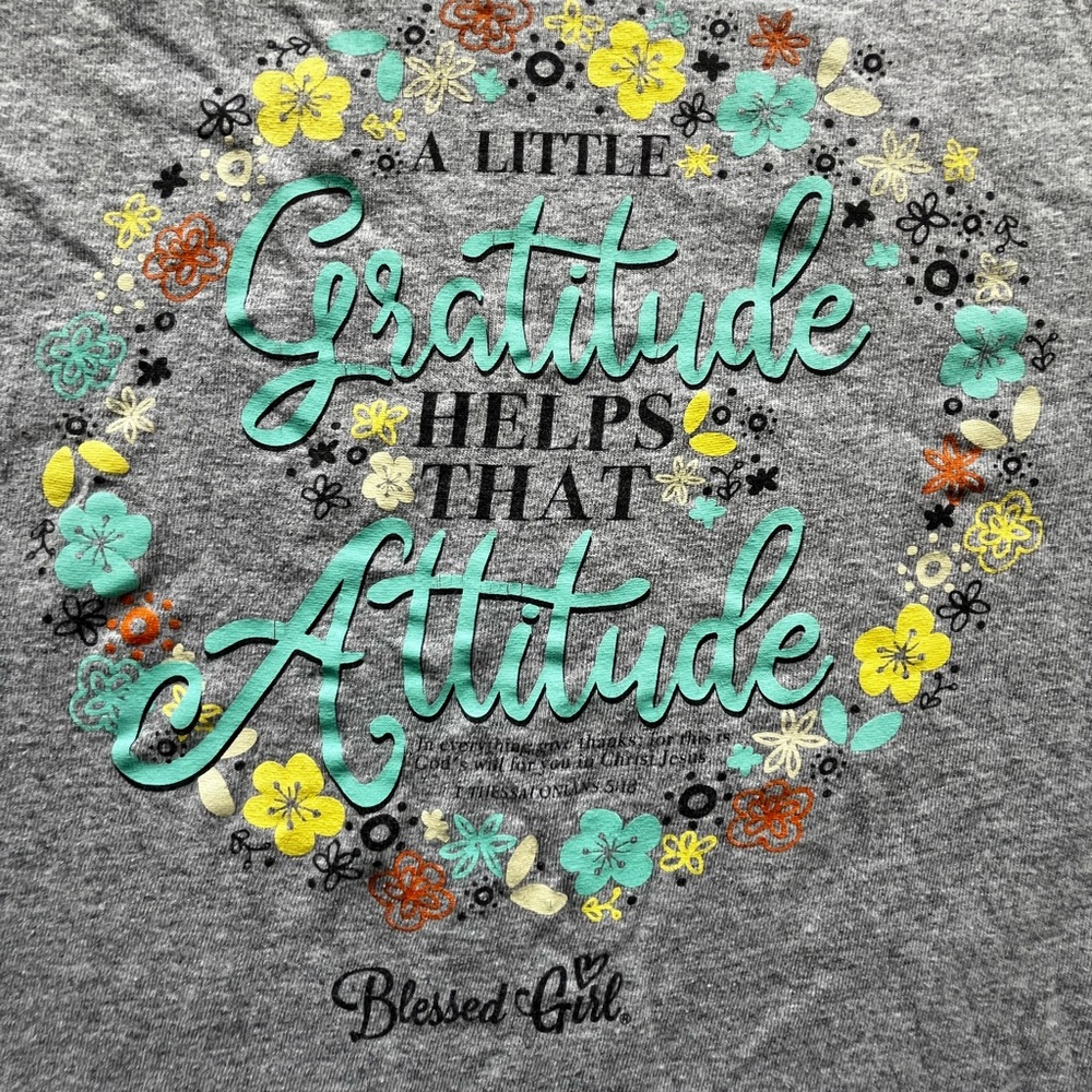 Blessed Girl Gray Long Sleeve T-Shirt with Floral Design